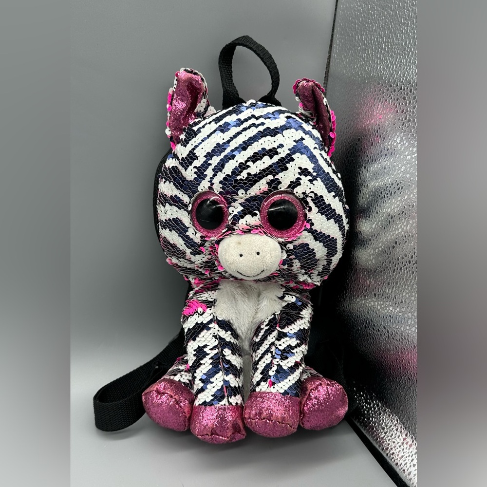 Ty Zoey Sequin Zebra Plush Girls Backpack